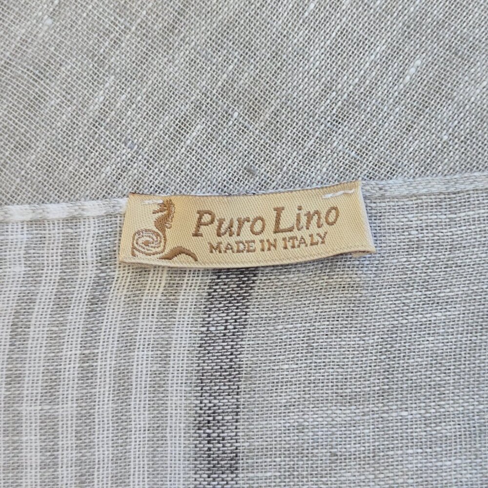 Puro Lino Linen Stripe Scarf Grey - Picture 2 of 7